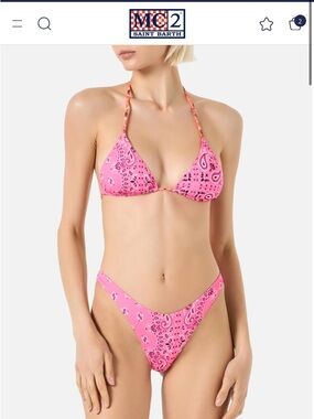 MC2 Saint Barth Pink Bandana-Print Triangle Bikini Set